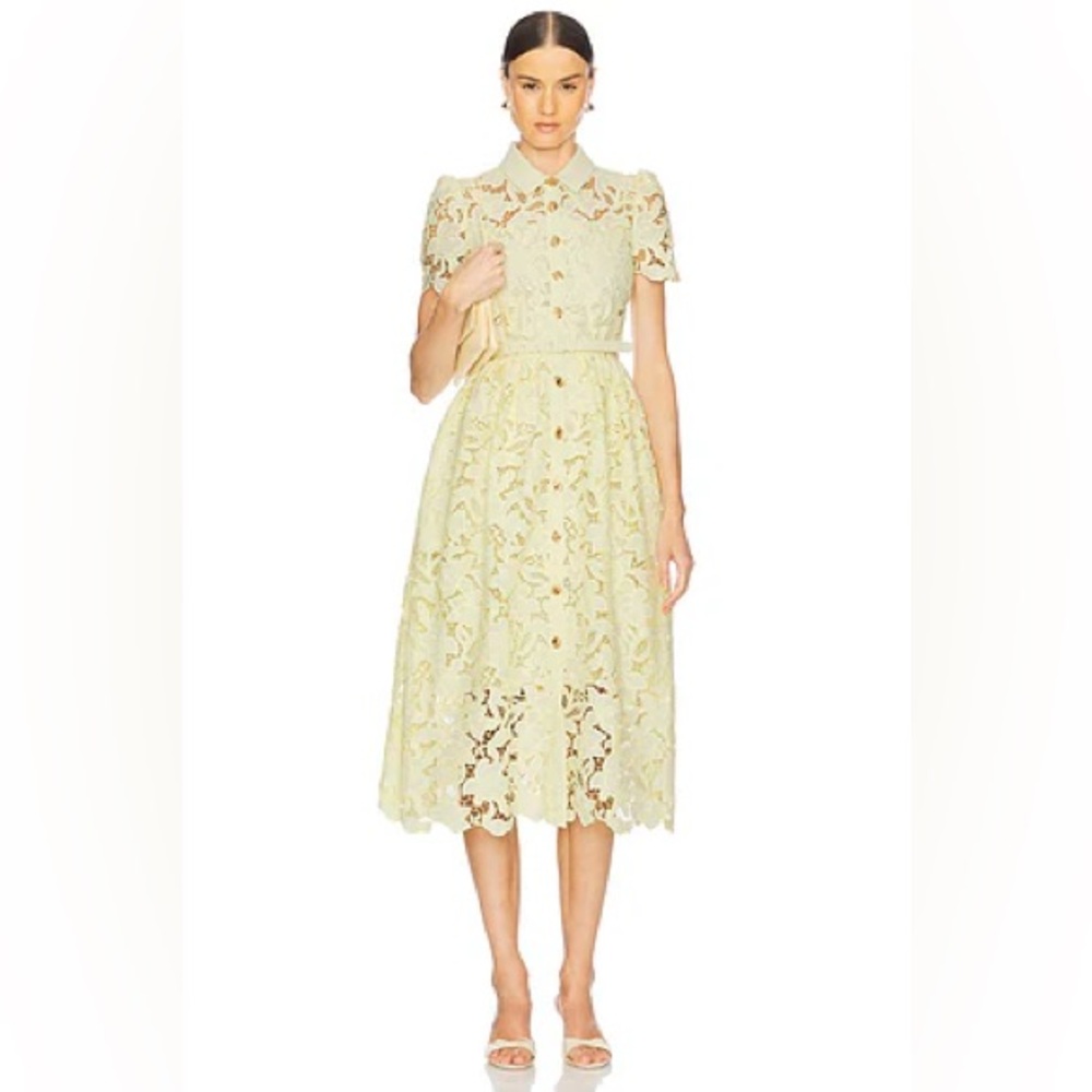 Self-Portrait Lace Dress in Soft Yellow
